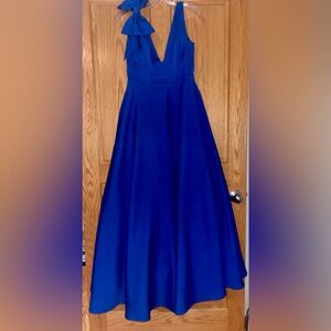Mac Duggal Royal Blue Backless Dress